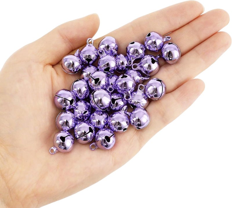 LIGHOON 1/2 Inch Jingle Bells Small Bell Mini Bells, Tiny Crafts Bells, DIY for Christmas Home Making Ornaments Wreath Pet Decorations Bracelet Anklets Necklace Knitting Jewelry Making 120 Pcs, Purple - Image 3